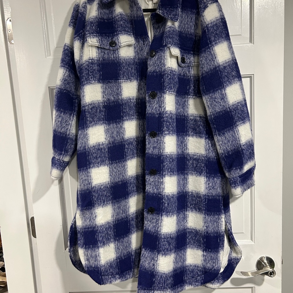 LOFT Blue and White Patterned Coat